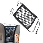 JawGrew Pack-1 Car Front Seat Pet Isolation Net, 11.4" x 10.2" Double-layer Thick Retractable Elastic Storage Net Bag, Multi-functional Safety Driving Barrier, Universal for Cars Trucks (Black)