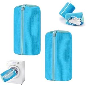 Sonicefit 2PCS Shoe Washing Machine Bag, 2024 New Reusable Mesh Laundry Shoe Wash Bag Shoe Cleaning for All Shoes, Adjustable Shoes Laundry Bag Sneaker Washing Bag for 360° Cleaning Shoes (Blue)