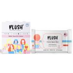 Plush Period Kit for Women with 8 Light Flow Pads, 6 Heavy Flow Pads, 2 Panty Liners and 20 Intimate Wipes | 100% Pure U.S. Cotton, Rash Free | No Chemicals & Fragnance | For All Skin Type | Safe Hygenic Intimate Set