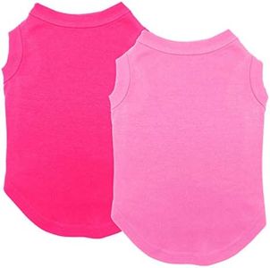 Chol&Vivi Shirts for Dog, Plain Dog T Shirt Vest Clothes Soft and Thin, 2pcs Blank Shirts Clothes Fit for Extra Small Medium Large Extra Large Size Dog Puppy, Medium Size, Pink and Rose Red