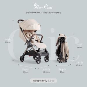 Silver Cross Clic Compact Stroller – Almond Lightweight Pushchair