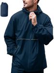 ZITY Men's Rain Jacket Waterproof with Hood Lightweight Raincoat for Golf Hiking Camping Cycling Navy XXL