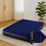 Toy Imagine (80 x 60 x 10 Inch, Blue Queen Size Inflatable Air Mattress with Pump & 2 Air Pillows | Portable Foldable Air Bed for Home, Guests, Camping & Travel | Durable PVC Blow Up Mattress