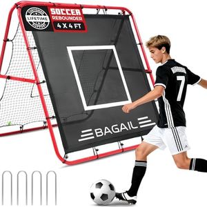 BAGAIL Soccer Rebounder Net, Double Sided Soccer Nets, Adjustable Angles, Foldable Rebound Net with Target for Skills Training, Portable Soccer Goals for Garden - Red