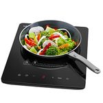 IsEasy Portable Induction Hob 2100W Single Cooking Zone Induction Cooker with 9 Power Levels Setting, 8-hours Timer, Sensor Touch Control, Safety Lock