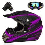 ATV Helmets, Youth Off-Road Motorcycle Helmet,Kid's Casco for Motorcross and Mountain Bikes,BMX,Dirt Bike,DOT Quality Certificati (Purple, Large)
