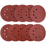 60Pcs Sanding Discs Pads, Augola Hook and Loop 40 60 80 100 120 150 180 240 320 400 Mixed Grits 125mm Sandpaper Sheet for Random Orbital Sander, 8-Holes