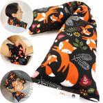 Handmade in Canada: HARTI 20"x5" Double-Layered Cotton Microwave Heating Pad for Pain Relief Reusable Oats Bean Bag Weighted Moist Heat for Neck, Shoulder, Cramps, Back Warm Compress. Fox Family Pattern