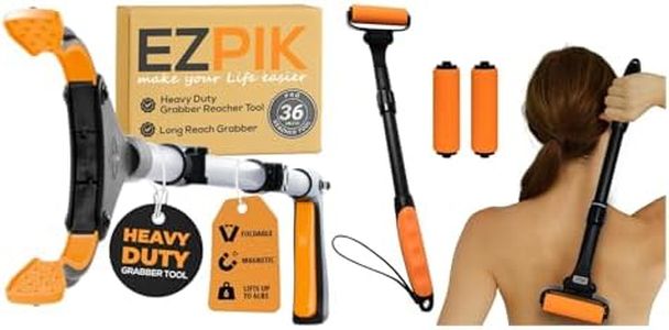 EZPIK Lotion Applicator for Back & 36" Reacher Grabber Tool for Seniors. 2 in 1 Self-Care & Reach Aid Bundle, Long Handle Lotion Stick + Heavy-Duty Foldable Picker Upper for Elderly