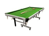 GYMNCO Portable and Movable on Wheels Pool Table/Billiard Table/8x4 FT/Top 25 mm with Cover/Ball/cue Sticks/Triangle & Chalk