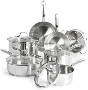 T-FAL Stainless Steel Cookware Set 11 Piece Induction, Pots and Pans, Dishwasher Safe