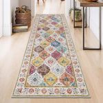 SHACOS Runner Rugs for Hallway 60x180 CM Non Slip Hall Runner Rugs Machine Washable Floor Carpet Runner Soft Distressed Vintage Runner Rug for Entrance Bedroom Laundry Room Kitchen, Colourful