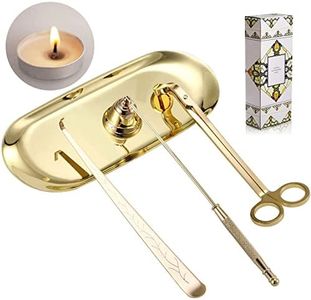 4 in 1 Candle Accessory Set - Candle Wick Trimmer, Candle Wick Dipper, Candle Wick Snuffer, Storage Tray Plate, Candle Care Tools Candle Lovers for Cosmetics Metal Storage (Gold)