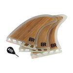 Eisbach Riders Surfboard Future Bamboo Fibreglass Fin Thruster Set with Fin Key (Size Medium) - Bamboo Fins for Surfboard and SUP (Future)
