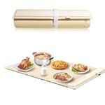 Large Silicone Heating Mat for Food - Portable Food Warmer with 3 Temperature Levels,23.6”x15” Warming Trays for Buffets,Party,Countertop(White)