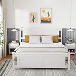 VINGLI White Queen Bed Frame with H