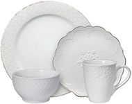 Pfaltzgraff French Lace White 16 Piece Dinnerware Set, Service for 4