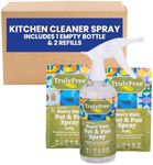 Truly Free Heavy Duty Pot & Pan Spray - Powerful Foaming Grease Remover, Multi-Purpose Kitchen Cleaner Spray Degreaser for Oven, Stoves, Grill & More, Citrus Scent - Includes 1 Empty Bottle & 2 Refill