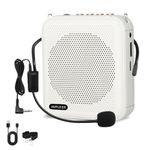 ZORBES® 10W Mini Voice Amplifier Portable Rechargeable with Wired Microphone Headset & Waistband, Voice Amplifier for Teachers, Presentation, Tour Guides, Meeting, Coaches(White)