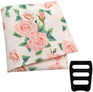 GHTIYLP Floral Pocket Squares for Men with Holder Printed Flower Mens Handkerchief Cotton Suit Pocket Hanky for Wedding (Cream and Pink)