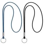 Badge Lanyards Neck Lanyard, 2 Pcs Nylon Round Cord Long Neck Straps Heavy Duty Lanyards for Neck with Clip for Keychain, Keys and ID Card Badge Holder, Office Supplies(Black and Blue)