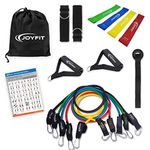 Joyfit Full Body Workout Set with 5 Stackable Toning Tubes (up to 150lbs), 4 Mini Resistance Bands, 1 Door Anchor, 2 Foam Handles & 2 Ankle Straps, Workout Chart & Carry Bag for Men & Women [16 Pcs]