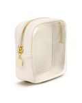 Wandering Nature Clear Makeup Bag for Purse Mini Make up Cute Cosmetic Bag Pouch for Women with Slip-in Pockets Travel Toiletry Essentials Eco Vegan Leather Organizer Bags(Patent Pending)