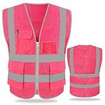 FEimaX High Visibility Safety Vest Mesh Reflective Work Vests for Men Women with Pockets and Zipper Meets ANSI/ISEA Standards