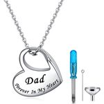 YOTHIWAD Heart Urn Necklace for Ashes Cremation Jewelry Forever in My Heart Engraved Stainless Steel Keepsake Waterproof Memorial Pendant for loved One with Filling Kit(Dad)