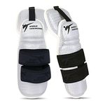 Wonzone Taekwondo Shin Protector Forearm Elbow Arm Guards, WT MMA Martial Arts Boxing Kickboxing Karate Sparring Muay Thi Training Match Gym School Academy for Men Women Kids (Large, White Arm Guards)