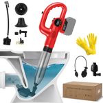 Cordless Drain Plunger Compatible with Milwaukee 18V Battery (NO Battery), 120W Electric Toilet Plunger with 4 Heads, Pressure Display, Max. Pressure 8 Bar, Drain Auger for Toilets, Sink, Bathtub