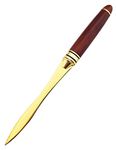 CaLeQi Handle Letter Opener knife Stainless Steel Knife Split File Envelopes Stationery Handle Portable Envelope Opener for School Home Work Uses (Mahogany gold letter opener)