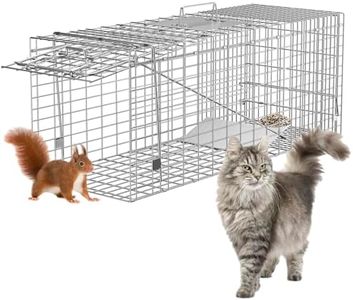 HomGarden Humane Live Animal Cage Trap 32inch Steel Catch Release Rodent Cage for Rabbits, Groundhog, Stray Cat, Squirrel, Raccoon, Mole, Gopher, Chicken, Opossum, Skunk, Chipmunk