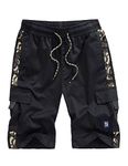 APTRO Men's Cargo Shorts Relaxed Fit Elastic Waist Camo Cotton Shorts MC02 Black 3X