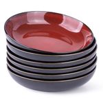 LERATIO Pasta Bowls,Ceramic 38oz Pasta Bowls,9.0"" Reactive Glaze Pasta Bowl Set of 6,Microwave & Dishwasher,Oven Safe,Large Wide Serving Bowls for Salad, Dessert,Pizza,Fruit -Red, LPB011