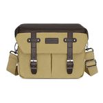 MOSISO Camera Case Crossbody Shoulder Messenger Bag, DSLR/SLR/Mirrorless Photography Vintage PU Leather Flap Gadget Bag with Rain Cover Compatible with Canon/Nikon/Sony Camera and Lens, Khaki