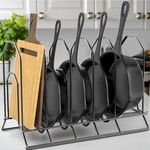 USVIOR Pot and Pan Organizer Rack for Kitchen Heavy Duty Cookware & Utensils Holder Stand, Space-Saving Pan Lid Bakeware Tray Storage, Sturdy Durable Metal Kitchen Rack Organizer Countertop & Cabinet