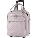 VANKEAN Carry On Underseat 16-inch Multi-Functional Underseater Lightweight Overnight Suitcase with Wheels, Roller Case for Women Travel Business, Light Dusty Pink