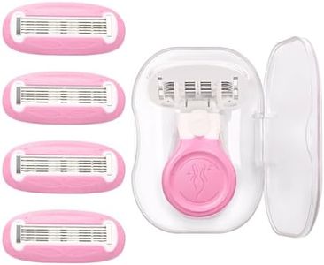 Travel Razors for Women Include 1 Handle and 5 Replaceable blades, Portable 5-Blade Womens Razors for Shaving with Case (Pink)