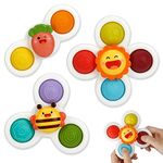 FRUSE 3Pcs Suction Cup Spinner Toys,Baby Spinners Toy w/Decompression Function,Sensory Rotating Fun,Ideal Bathing, Anxiety, Dining, Sensory Toy for Girls Boys