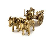 Two Moustaches 7.5 Inches Brass Bullock Cart Showpiece, Showpiece for Home, Home Decor Items, Aesthetic Room Decor, Corner Shelf Showpieces, Standard, Pack of 1