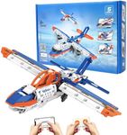 WOHLWULREM 5-in-1 STEM Airplane Building Toys, Remote Control Airplane (Non-Flying), Rechargeable, App & Remote Controlled Ground Models, Perfect City-Themed Gift for Kids Ages 6+