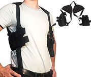 Gexgune Concealed Carry Shoulder Holster - Outdoor Tactical Police Security Universal Left Right Hand Pistol Pouch Shoulder Gun Holster for G1ock 17 19 22 23 31 32 （Black）