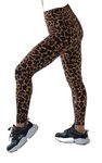 High Waist Womens Leggings - 4 Way Stretch Yoga Pants Workout Leggings - Ankle Length Jeggings for Women(L-XL, Leopard)