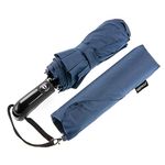 Ergonauts Windproof Vented Double Canopy Travel Umbrella – Teflon Coating, Ergonomic Handle & Protective Sleeve – Portable Compact Foldable Lightweight Design and High Wind Resistance (Navy Blue)