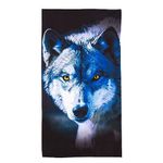 Northwest Beach Towel, 30" x 60", Wolf Stare