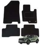 Tailored Car Mats for Kia Sportage 2021-2025 (5th Gen) Hybrid, Set of 4 Floor Mats, Black with Black Trim with 2 Safety Clips
