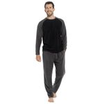 INSIGNIA Mens Fleece Long Sleeve Top Pyjamas Sets (UK, Alpha, M, Regular, Regular, Charcoal Raglan)