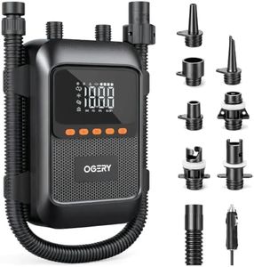 OGERY Paddle Board Electric Pump, 3X Faster Inflation & Deflation, Dual Power SUP Pump with Smart Auto-Off, Up to 20 PSI, Digital Pressure Display, 7 Nozzles for SUP Kayaks Tents Air Mattresses Boats