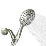 SparkPod High Pressure Shower Head - 6 Spray Settings - Wide Angle Handheld Set with Brushed Nickel Finish - 6" Diameter with 70" Long Hose - Full Range Motion - Reinforced Stainless Steel Mode